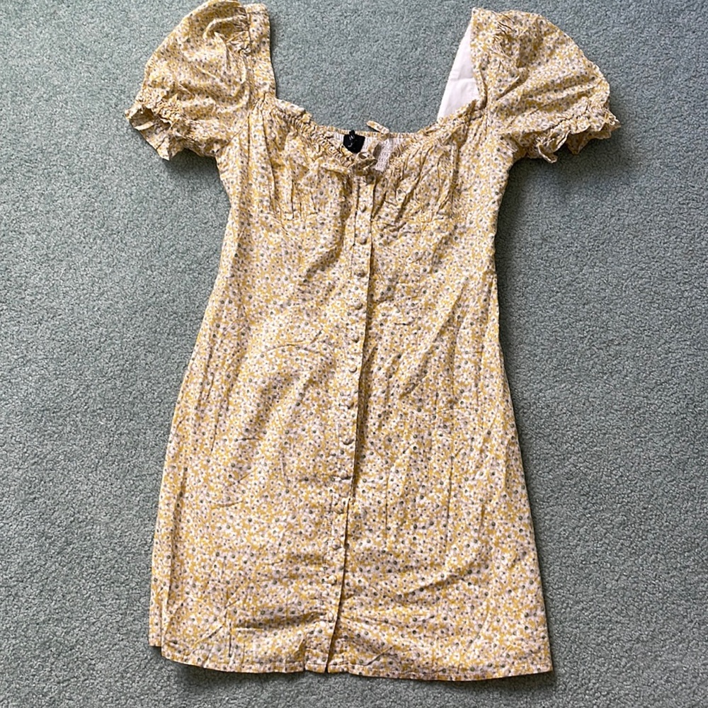 BARDOT YELLOW FLOWER DRESS